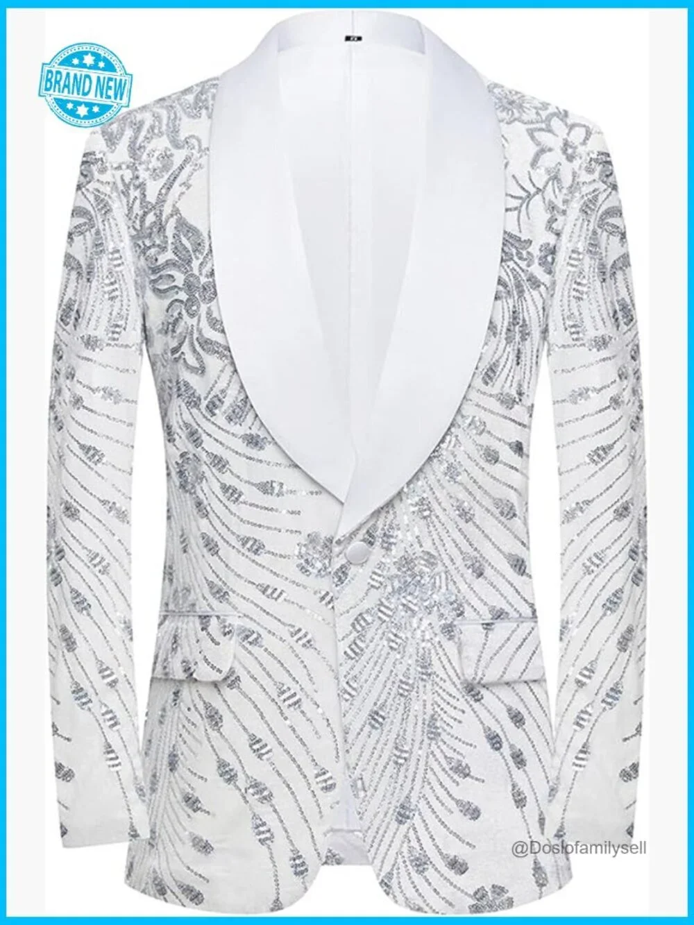 Sequins Velvet Shawl Collar Blazer Elegant Stage Party Prom Wedding Dinner